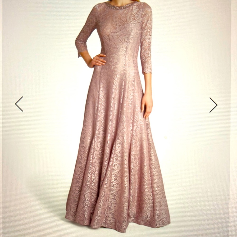Jeweled stretchy lace ball gown